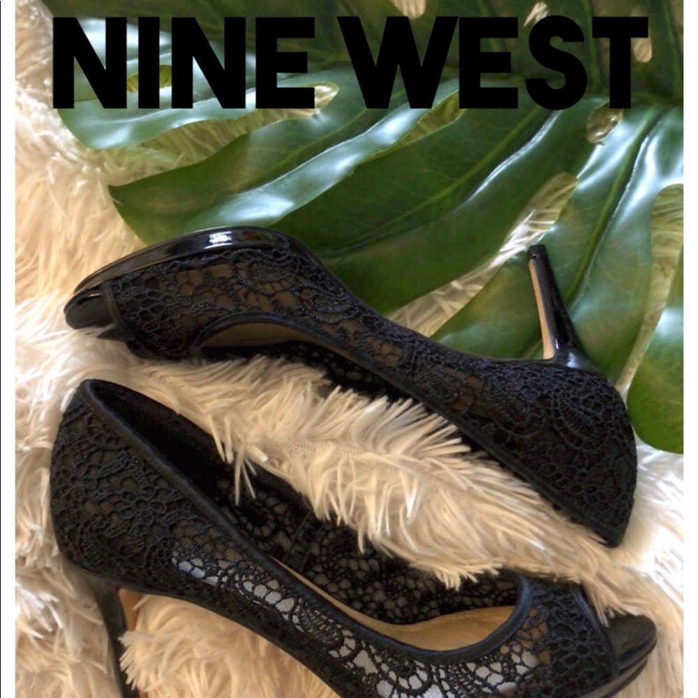 Nine West heels ⭐️ sz 7.5 ⭐️ black lace, peep-toe